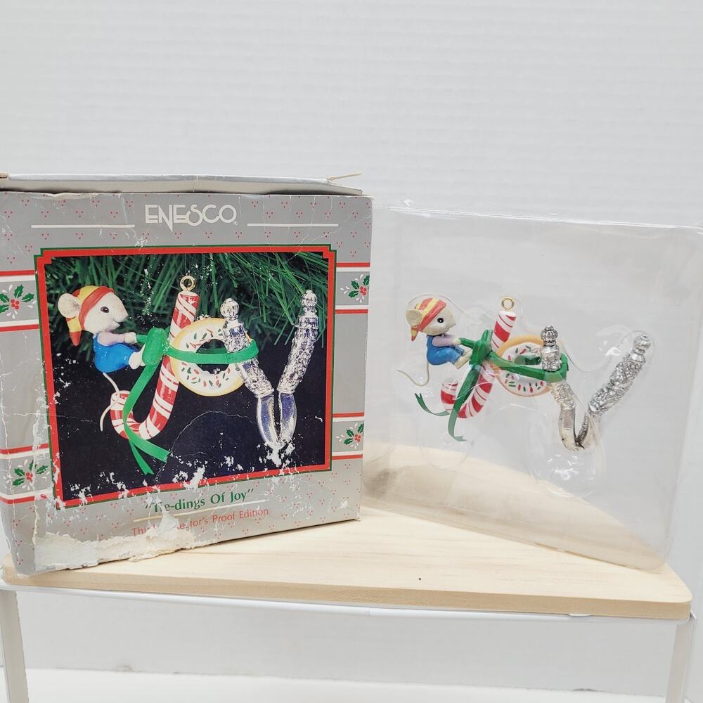 Vtg 1991 ENESCO Christmas Ornament Tie-Dings of JOY 3rd Collectors Proof Edition
